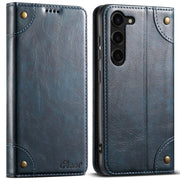 For Samsung Galaxy S24 5G Suteni Baroque Calf Texture Buckle Wallet Leather Phone Case(Blue)