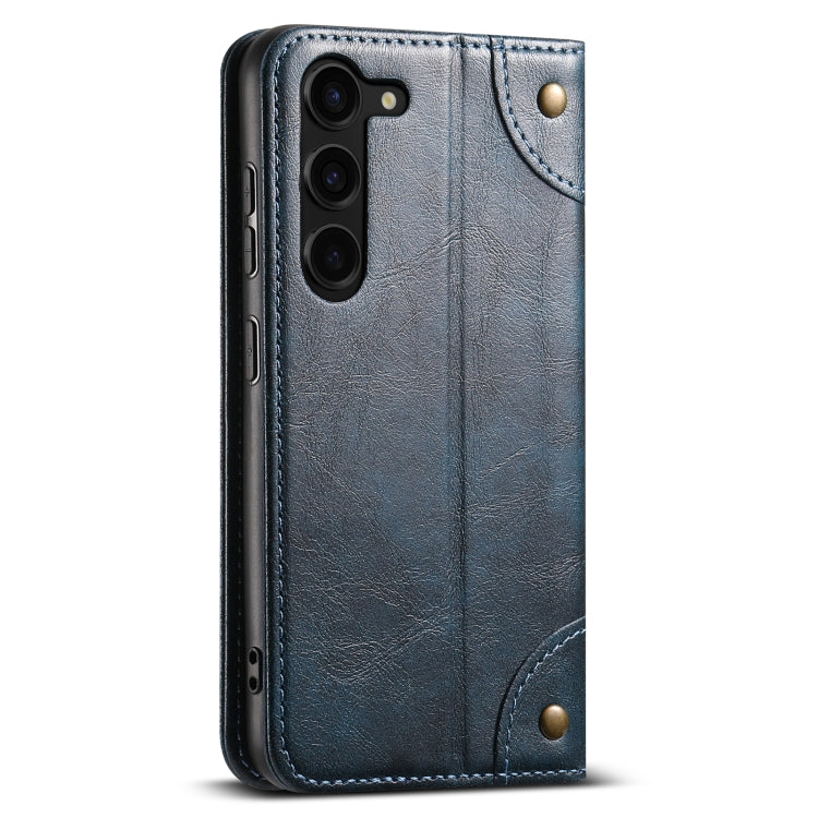 For Samsung Galaxy S24 5G Suteni Baroque Calf Texture Buckle Wallet Leather Phone Case(Blue)