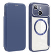 For iPhone 15 Plus Colored Shield MagSafe Magnetic RFID Anti-theft Leather Phone Case(Blue) - iPhone 15 Plus Cases by PMC TechLife | Online Shopping South Africa | PMC TechLife