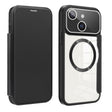 For iPhone 15 Colored Shield MagSafe Magnetic RFID Anti-theft Leather Phone Case(Black) - iPhone 15 Cases by PMC TechLife | Online Shopping South Africa | PMC TechLife