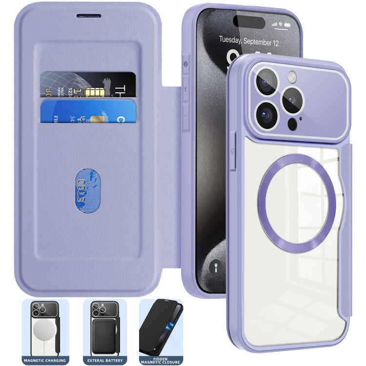 For iPhone 15 Colored Shield MagSafe Magnetic RFID Anti-theft Leather Phone Case(Black)