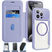 For iPhone 15 Colored Shield MagSafe Magnetic RFID Anti-theft Leather Phone Case(Black)