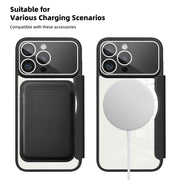 For iPhone 15 Colored Shield MagSafe Magnetic RFID Anti-theft Leather Phone Case(Black)