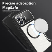 For iPhone 15 Colored Shield MagSafe Magnetic RFID Anti-theft Leather Phone Case(Black)