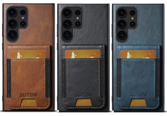 For Samsung Galaxy S24+ 5G Suteni H03 Oil Wax Leather Wallet Stand Back Phone Case(Black)