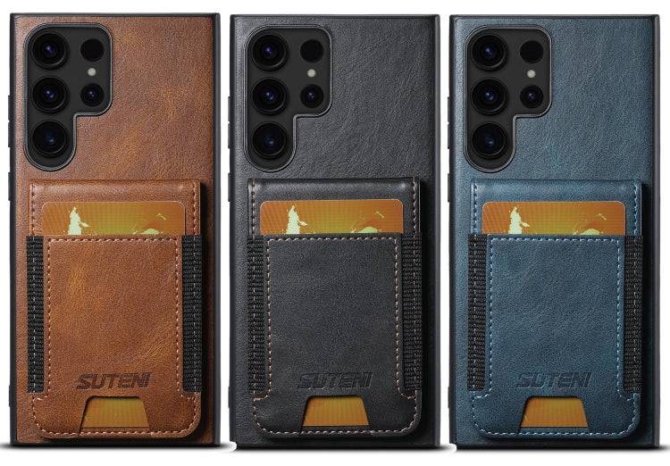 For Samsung Galaxy S24+ 5G Suteni H03 Oil Wax Leather Wallet Stand Back Phone Case(Blue)