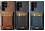 For Samsung Galaxy S24+ 5G Suteni H03 Oil Wax Leather Wallet Stand Back Phone Case(Blue)