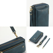 For Samsung Galaxy S24+ 5G Crossbody Multi-functional Zipper Wallet Leather Phone Case(Green)