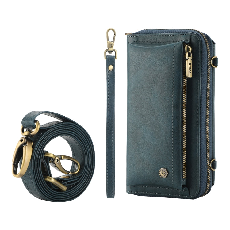 For Samsung Galaxy S24+ 5G Crossbody Multi-functional Zipper Wallet Leather Phone Case(Green)