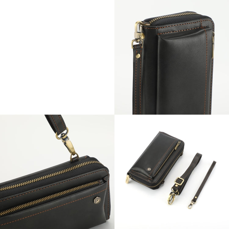 For Samsung Galaxy S24+ 5G Crossbody Multi-functional Zipper Wallet Leather Phone Case(Black)