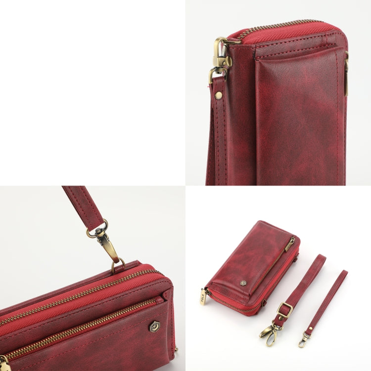 For Samsung Galaxy S24+ 5G Crossbody Multi-functional Zipper Wallet Leather Phone Case(Red)