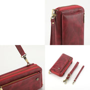 For Samsung Galaxy S24+ 5G Crossbody Multi-functional Zipper Wallet Leather Phone Case(Red)