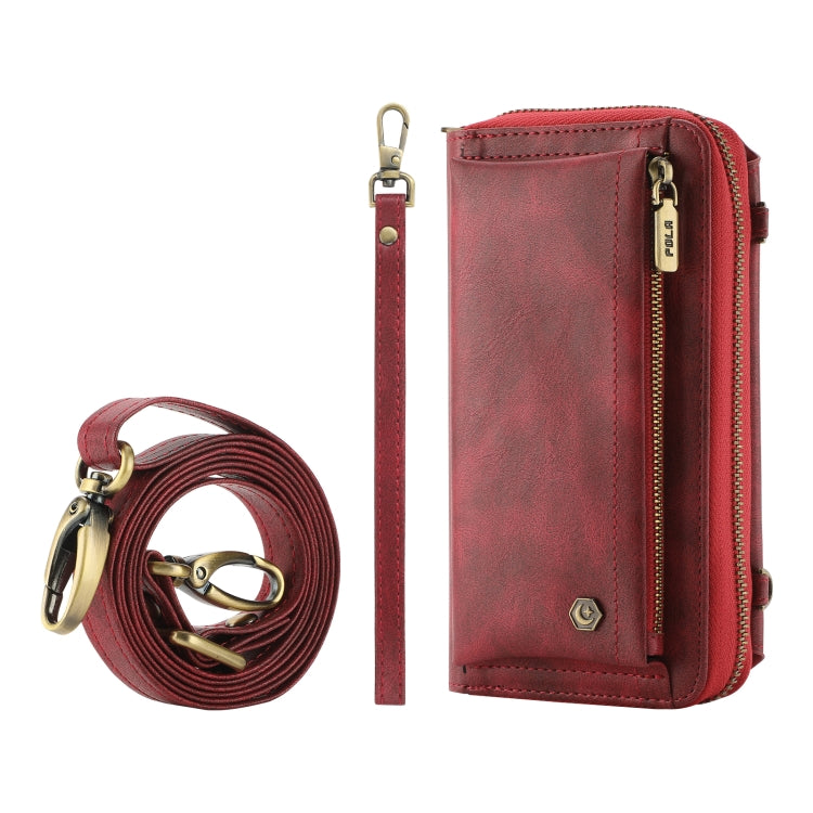 For Samsung Galaxy S24+ 5G Crossbody Multi-functional Zipper Wallet Leather Phone Case(Red)