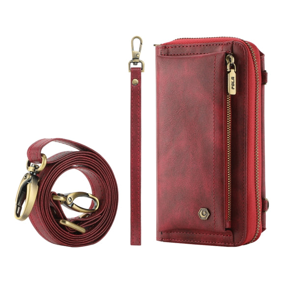 For Samsung Galaxy S24+ 5G Crossbody Multi-functional Zipper Wallet Leather Phone Case(Red)