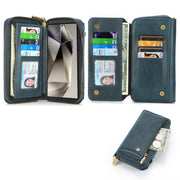 For Samsung Galaxy S24 5G Crossbody Multi-functional Zipper Wallet Leather Phone Case(Green)