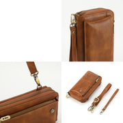 For Samsung Galaxy S24 5G Crossbody Multi-functional Zipper Wallet Leather Phone Case(Brown)