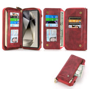 For Samsung Galaxy S24 5G Crossbody Multi-functional Zipper Wallet Leather Phone Case(Red)