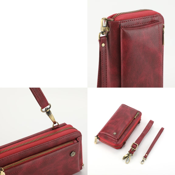 For Samsung Galaxy S24 5G Crossbody Multi-functional Zipper Wallet Leather Phone Case(Red)