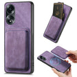 For OPPO A58 4G Retro Leather Card Bag Magnetic Phone Case(Purple) - OPPO Cases by PMC TechLife | Online Shopping South Africa | PMC TechLife | Buy Now Pay Later Mobicred