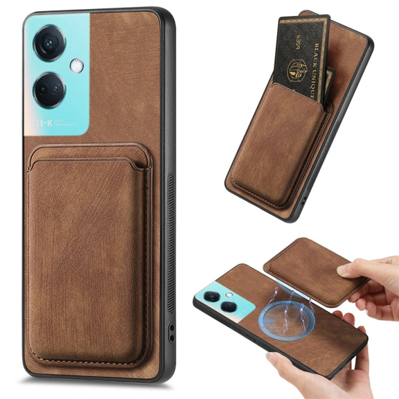 For OPPO K11 5G Retro Leather Card Bag Magnetic Phone Case(Brown)