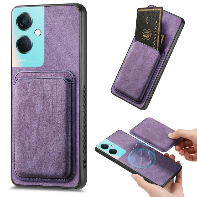 For OPPO K11 5G Retro Leather Card Bag Magnetic Phone Case(Purple)