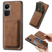For OPPO Reno10 Global Retro Leather Card Bag Magnetic Phone Case(Brown)