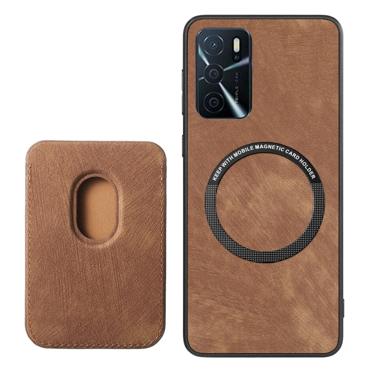 For OPPO A78 4G Retro Leather Card Bag Magnetic Phone Case(Brown)