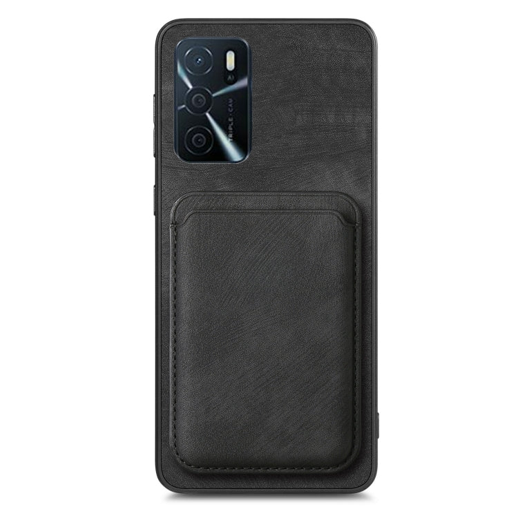 For OPPO A78 4G Retro Leather Card Bag Magnetic Phone Case(Black)