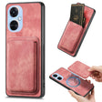 For OPPO K11X 5G Retro Leather Card Bag Magnetic Phone Case(Pink) - OPPO Cases by PMC TechLife | Online Shopping South Africa | PMC TechLife | Buy Now Pay Later Mobicred