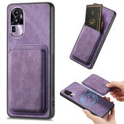 For OPPO Reno10 Pro+ Retro Leather Card Bag Magnetic Phone Case(Purple)