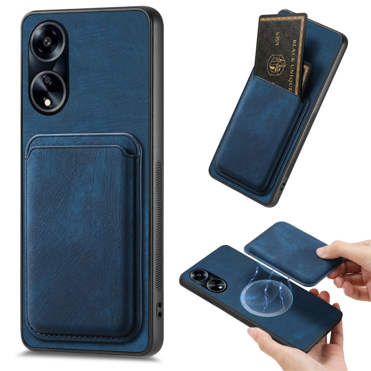 For OPPO A1 5G Retro Leather Card Bag Magnetic Phone Case(Blue)