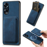 For OPPO A1 5G Retro Leather Card Bag Magnetic Phone Case(Blue)