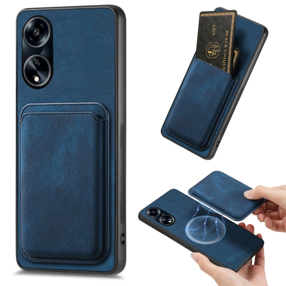 For OPPO A1 5G Retro Leather Card Bag Magnetic Phone Case(Blue)