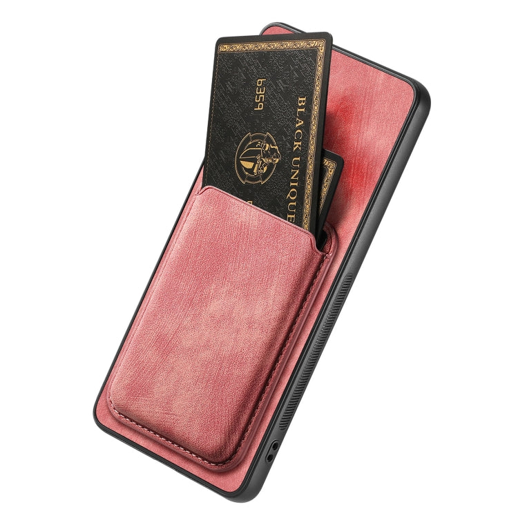 For OPPO A1 5G Retro Leather Card Bag Magnetic Phone Case(Pink)