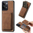 For OPPO Reno9 5G Retro Leather Card Bag Magnetic Phone Case(Brown) - OPPO Cases by PMC TechLife | Online Shopping South Africa | PMC TechLife | Buy Now Pay Later Mobicred