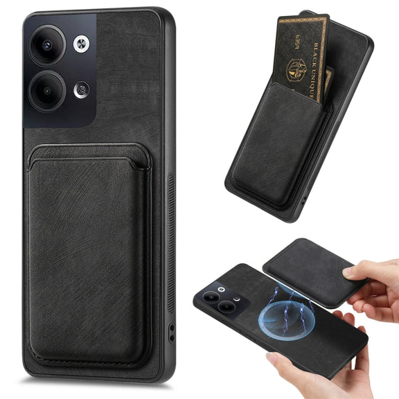 For OPPO Reno9 5G Retro Leather Card Bag Magnetic Phone Case(Black)