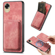 For OPPO A17K Retro Leather Card Bag Magnetic Phone Case(Pink) - OPPO Cases by PMC TechLife | Online Shopping South Africa | PMC TechLife | Buy Now Pay Later Mobicred