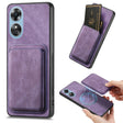 For OPPO A17 Retro Leather Card Bag Magnetic Phone Case(Purple) - OPPO Cases by PMC TechLife | Online Shopping South Africa | PMC TechLife | Buy Now Pay Later Mobicred