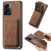 For OPPO A57 5G Retro Leather Card Bag Magnetic Phone Case(Brown)