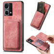 For OPPO Reno7 4G Retro Leather Card Bag Magnetic Phone Case(Pink) - OPPO Cases by PMC TechLife | Online Shopping South Africa | PMC TechLife | Buy Now Pay Later Mobicred