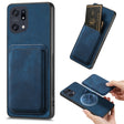 For OPPO Find X5 Pro Retro Leather Card Bag Magnetic Phone Case(Blue) - OPPO Cases by PMC TechLife | Online Shopping South Africa | PMC TechLife | Buy Now Pay Later Mobicred