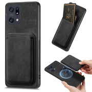 For OPPO Find X5 Pro Retro Leather Card Bag Magnetic Phone Case(Black)