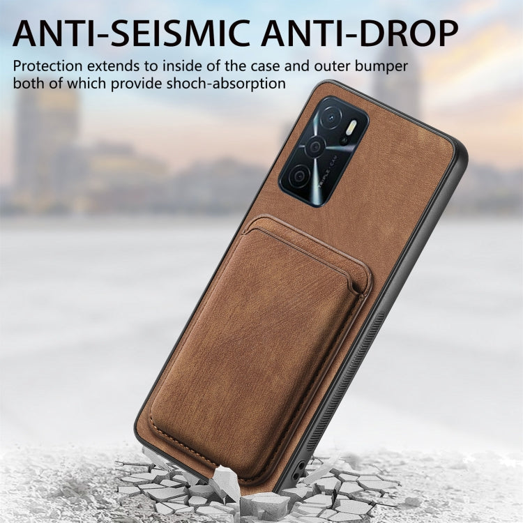 For OPPO Reno7 Pro 5G Retro Leather Card Bag Magnetic Phone Case(Brown)