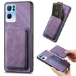For OPPO Reno7 Pro 5G Retro Leather Card Bag Magnetic Phone Case(Purple) - OPPO Cases by PMC TechLife | Online Shopping South Africa | PMC TechLife | Buy Now Pay Later Mobicred