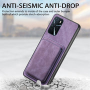 For OPPO Reno7 Pro 5G Retro Leather Card Bag Magnetic Phone Case(Purple)