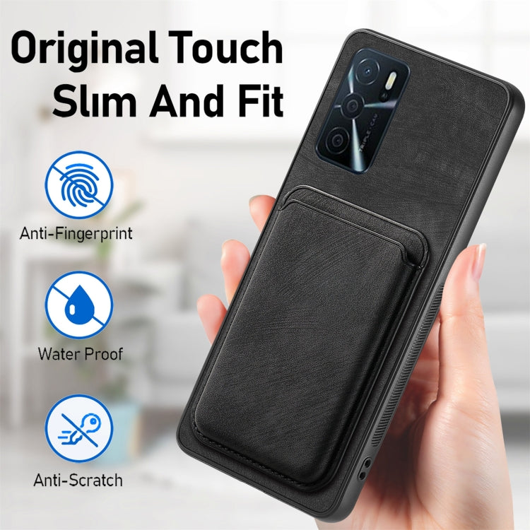 For OPPO Reno7 Pro 5G Retro Leather Card Bag Magnetic Phone Case(Black)