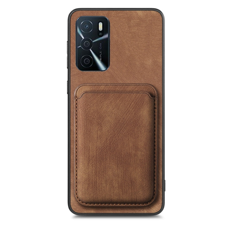 For OPPO Reno7 5G Retro Leather Card Bag Magnetic Phone Case(Brown)