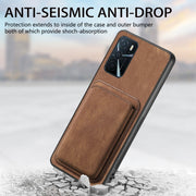 For OPPO Reno7 5G Retro Leather Card Bag Magnetic Phone Case(Brown)