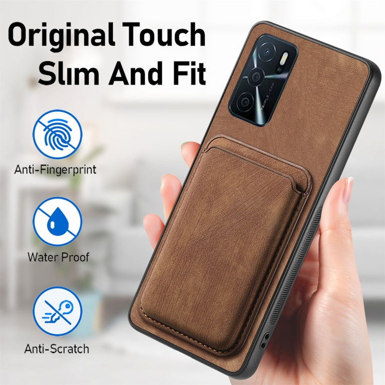 For OPPO Reno7 5G Retro Leather Card Bag Magnetic Phone Case(Brown)