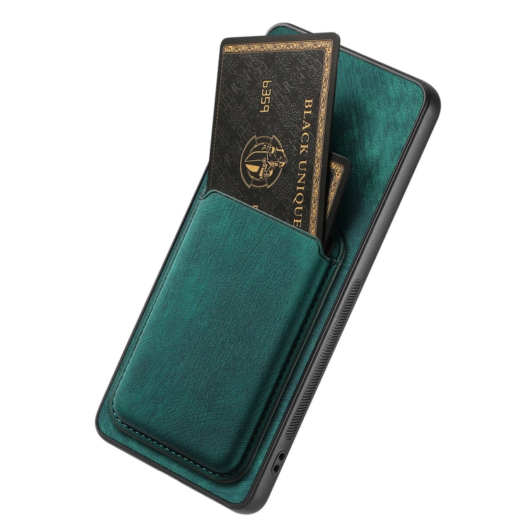 For OPPO Reno7 5G Retro Leather Card Bag Magnetic Phone Case(Green)
